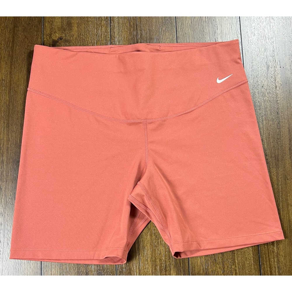 Nike Dri-FIT One Biker Shorts Womens 1X Coral Pink High Rise Athletic CZ8526-827